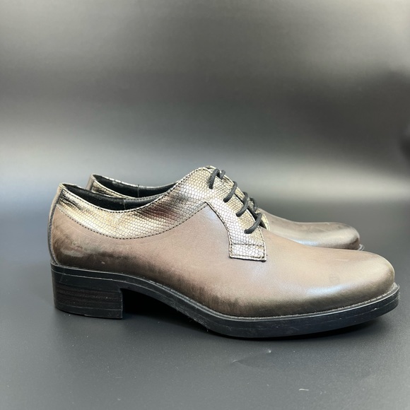 Lavorazione Artigiana Avitto Leather Oxford Shoes Lace-Up Low Block Heel Size 5 - Picture 14 of 15